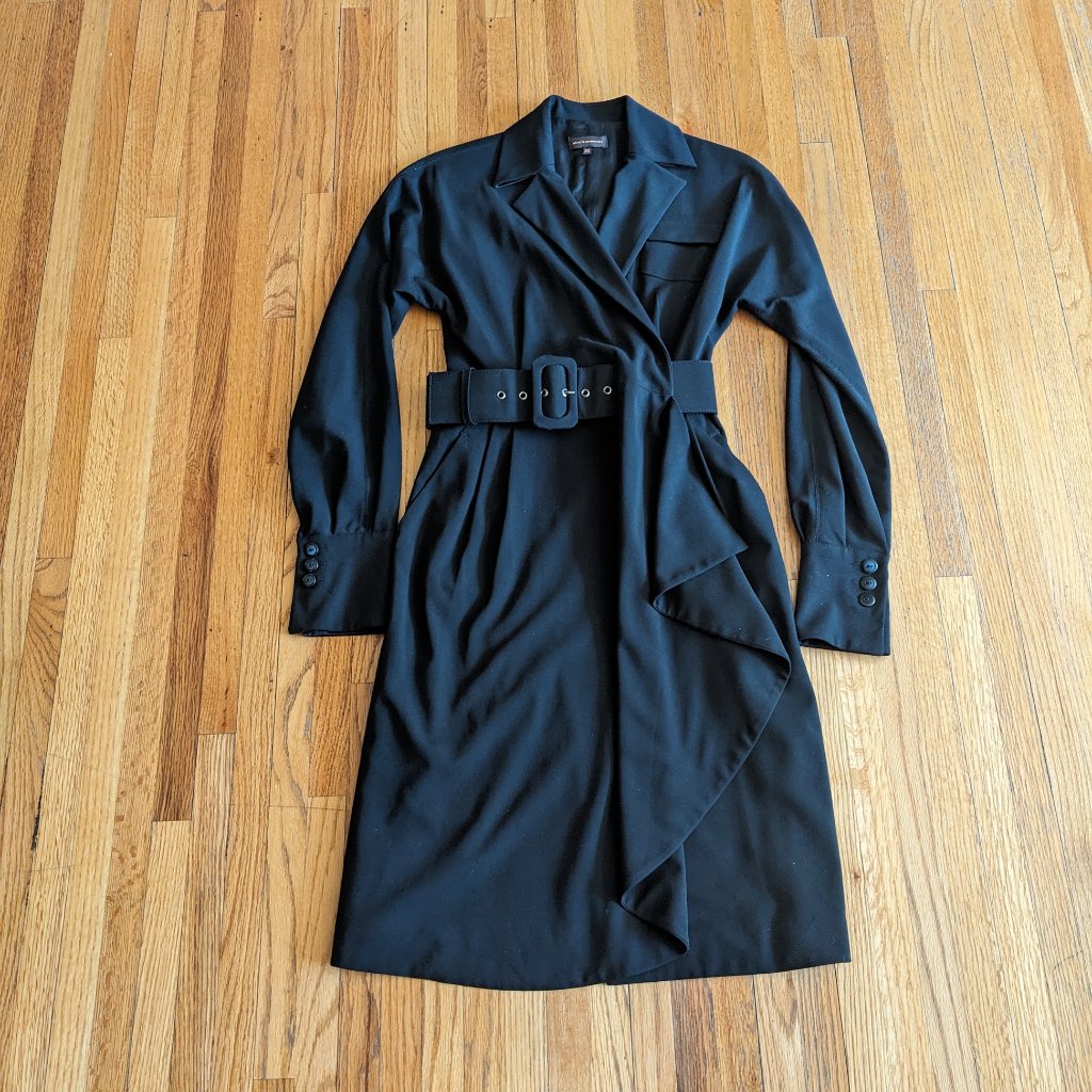 Adolfo Dominguez Black Midi Wrap Dress With Belt